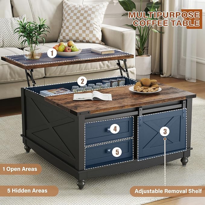 ALLSTAND 31.5" Lift Top Coffee Table - Image 6