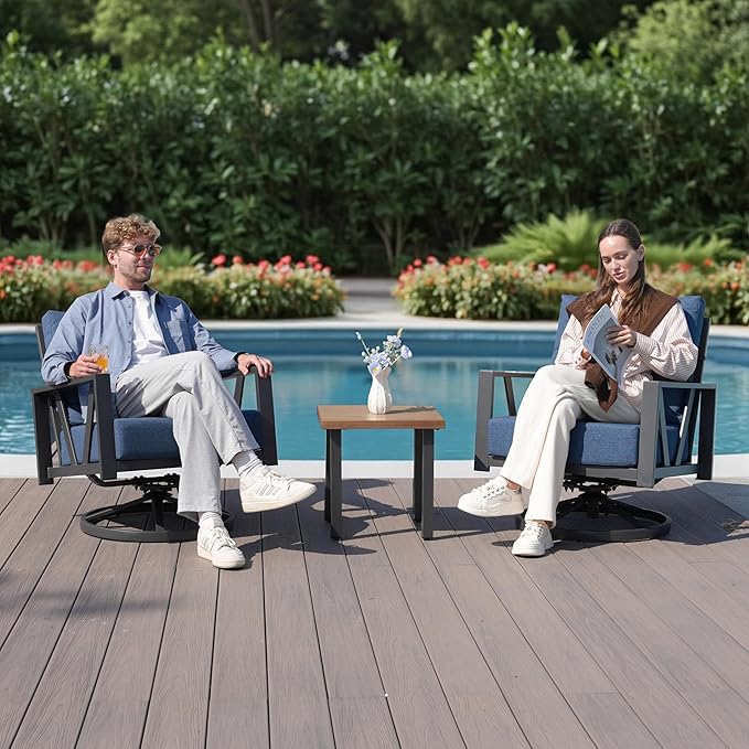 Outdoor Patio Swivel Rocking Chairs Set, Patio Porch Furniture - Image 7