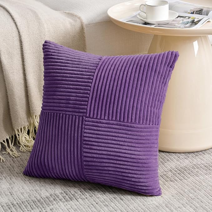 Fancy Homi 2 Packs Purple Euro Decorative Throw Pillow Covers 26x26 Inch - Image 2