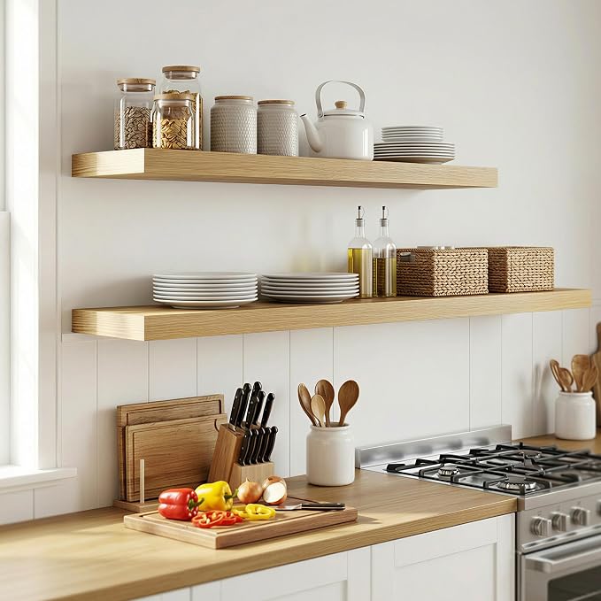 12 inch Deep Floating Shelves for Wall, 72 inch Wide Engineered Wood Wall - Image 6