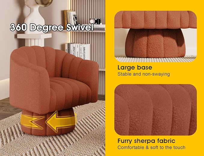 Dewhut Swivel Accent Chair, 360° Swivel Barrel Chair - Image 6