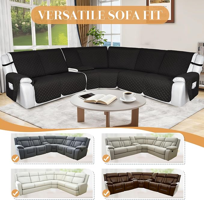 HDCAXKJ 100% Waterproof Reclining Sectional Couch Covers L Shape Recliner Sofa - Image 6
