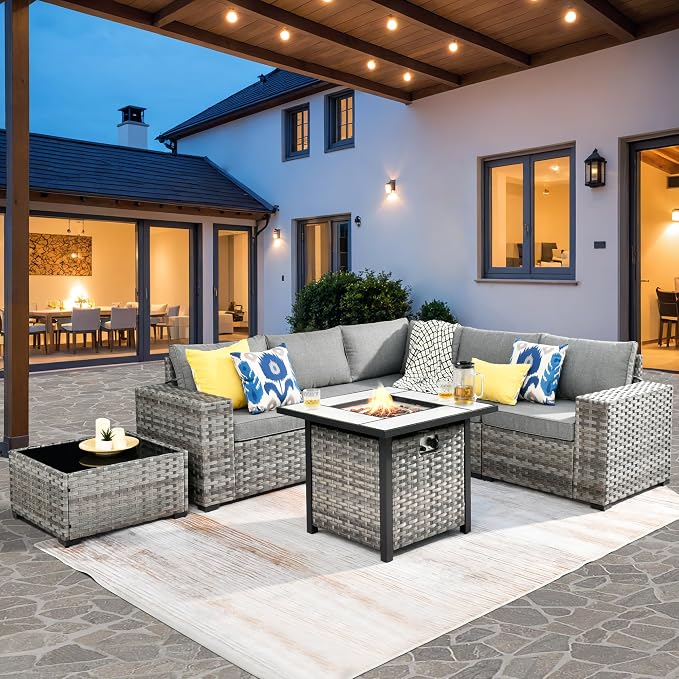 ovios 7 Pieces Patio Furniture Set, Outdoor Wicker Sectional Sofa by OVIOS