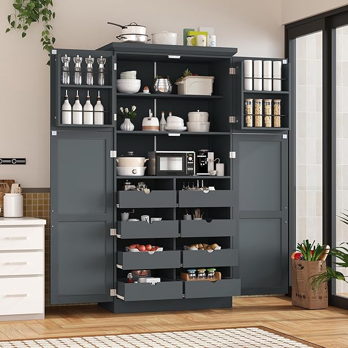 VilroCaz Freestanding Kitchen Pantry Tall Storage Cabinet, Wooden Kitchen by VilroCaz