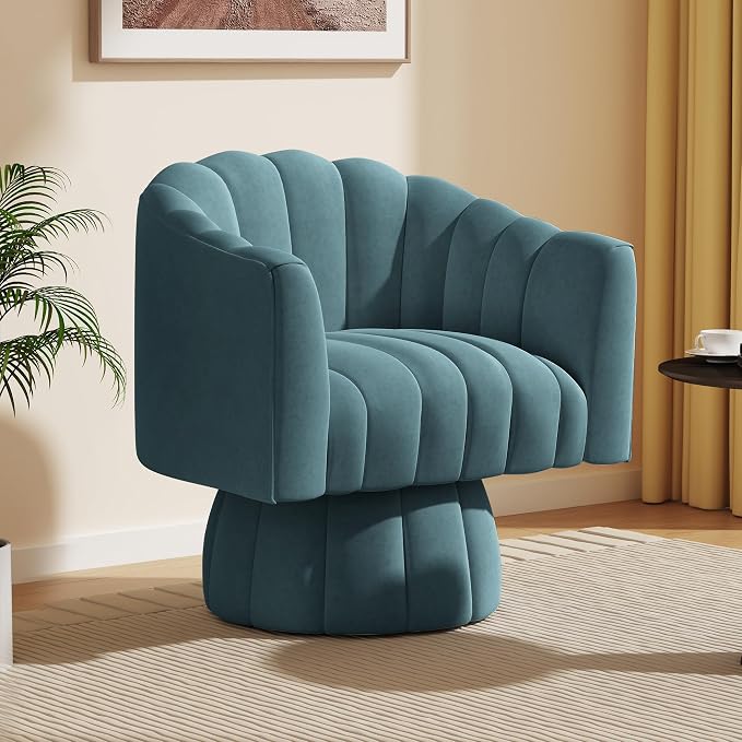 Dewhut Swivel Accent Chair, 360° Swivel Barrel Chair by FocusOnQualityFurniture