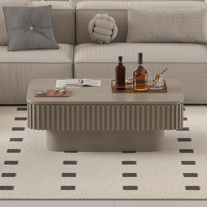 Lift Top Coffee Table for Living Room, Rectangle Handmade Solid Wood Strips - Image 2