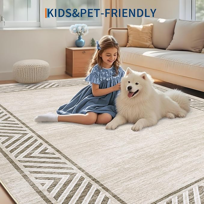 GarveeHome Bordered Bedroom Rugs 5x7 Ultra-Soft Indoor Carpet, Non-Slip Modern - Image 7