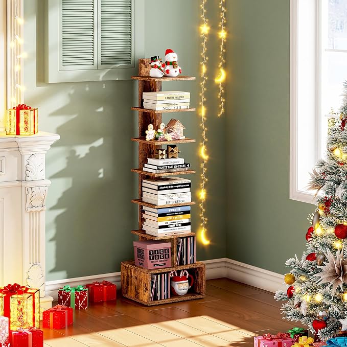 TUTOTAK Narrow Bookshelf, Vertical 8-Tier Bookcase, Spine Book Shelf - Image 9