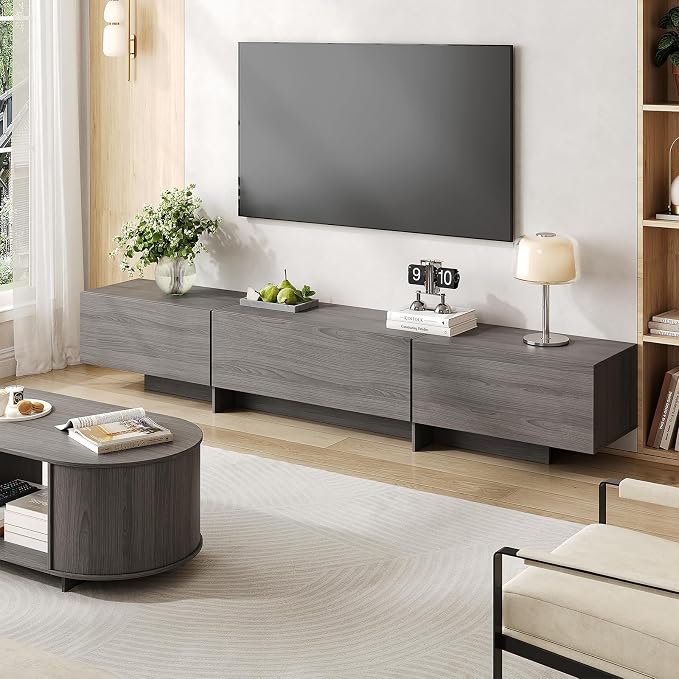 76.4'' Modern TV Stand for Living Room, Mid Century Modern TV Console, - Image 8