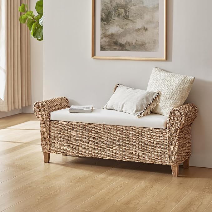 HULALA HOME Rattan Storage Bench - Image 3