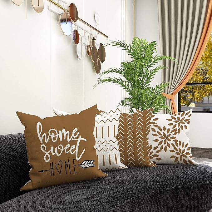 YCOLL Pillow Covers 16x16 Set of 4, Modern Sofa Throw Pillow Cover, Decorative - Image 2