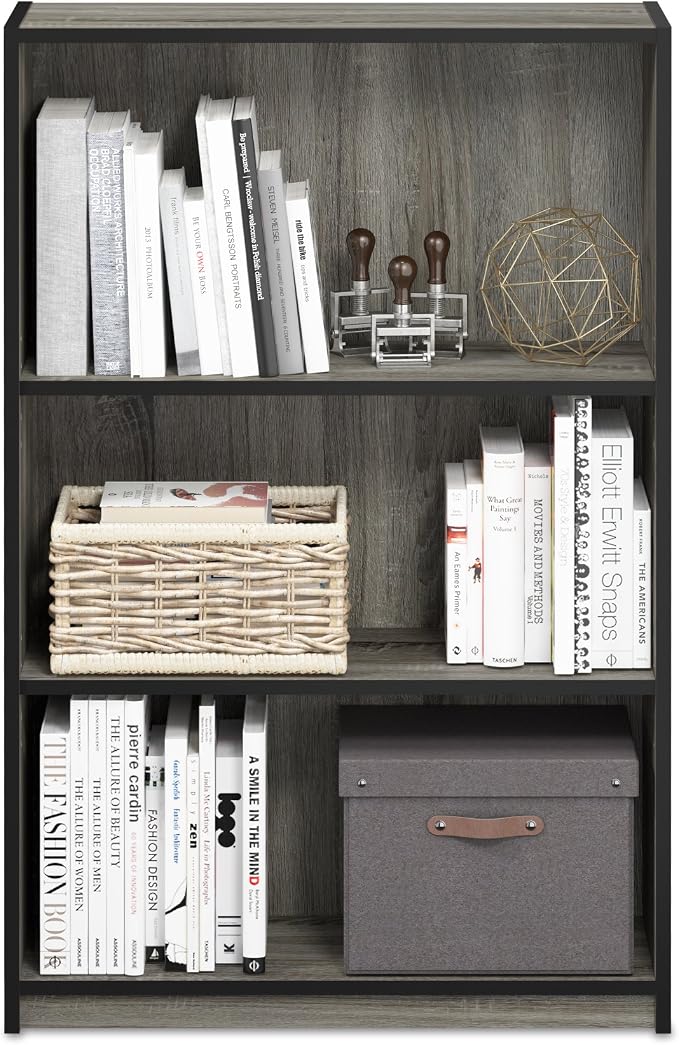 Furinno Jaya Book Shelf, 3-Tier Bookshelf, Standing Bookcase - Image 5