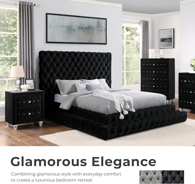 Furniture of America Sable Fabric Upholstered Step Up Queen-Size Platform Bed - Image 7