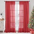 BGment Red Linen Curtains for Living Room 84 Inch Length by BGment