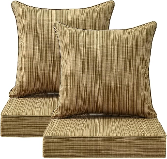 Outdoor Deep Seat & Back Cushion Set, 24 x 24 Inch Water Repellent and Fade by Supflourishia