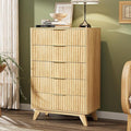VINGLI Tall Dresser for Bedroom, Fluted Dresser Vertical Chest of Drawers by VINGLI
