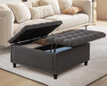36" Large Square Ottoman with Storage, Tufted Upholstered Storage Ottoman with by UTOASIS