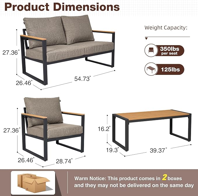 Patio Furniture Set, 4 Pieces Outdoor Patio Furniture - Image 2