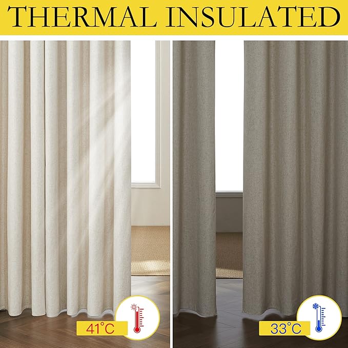 NICETOWN Natural 100% Blackout Short Curtains 63 inches Lenghth Burg - Image 4