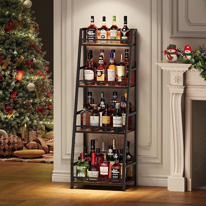 4-Tier Trapezoid Liquor Stand for Home Bar, Stepped Wine Rack Freestanding - Image 6