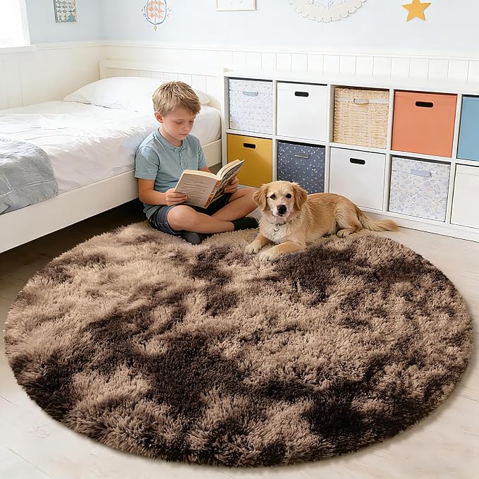 Fluffy Round Rug, Soft Area Rugs - Image 5