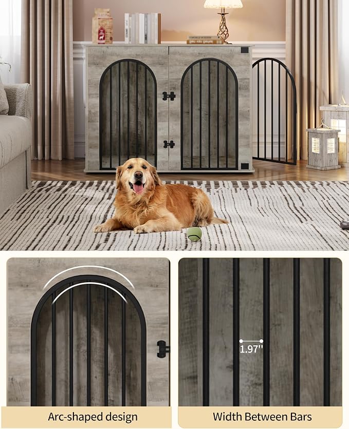 Hzuaneri 43.3" Wooden Dog Crate Furniture, Indoor Dog Kennel Dogs Cage - Image 3