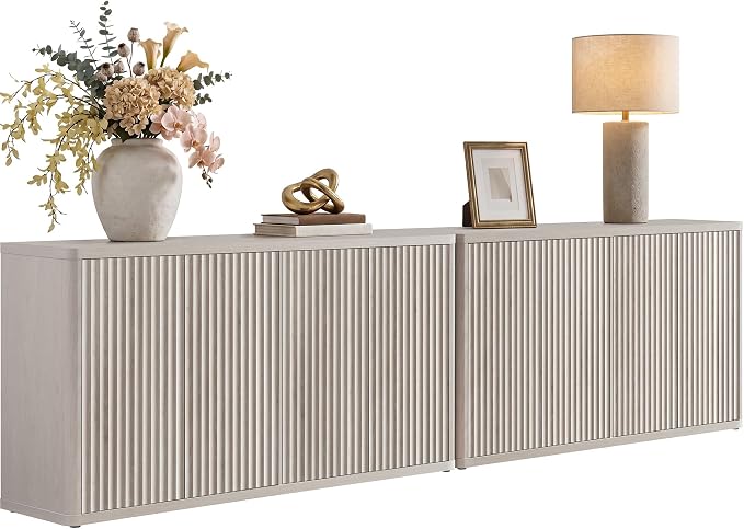 SICOTAS Buffet Cabinet with Storage Accent Sideboard with 8 Doors 132.6" Fluted by SICOTAS
