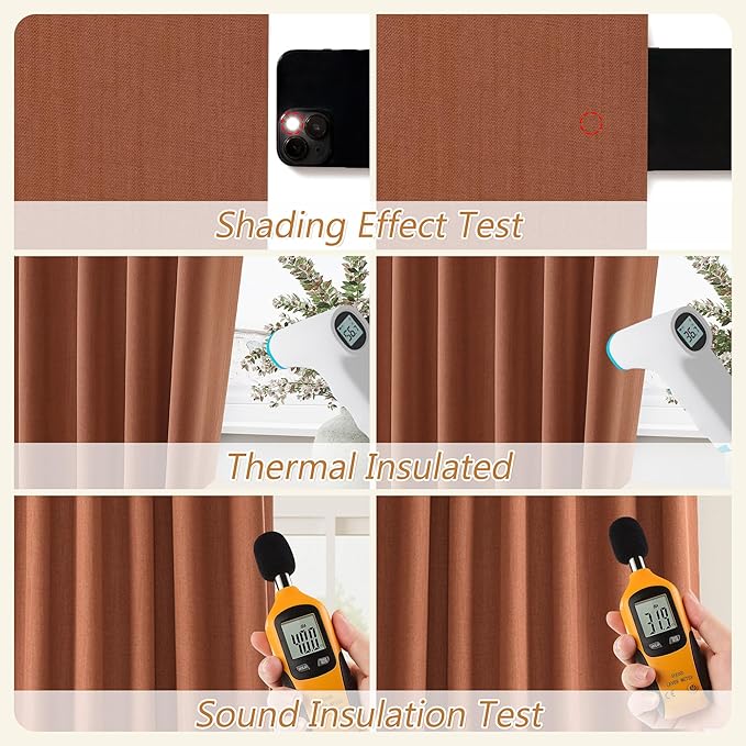 Guken Terracotta 100% Blackout Curtains 108 Inch Length 2 Panels Set Fall - Image 5