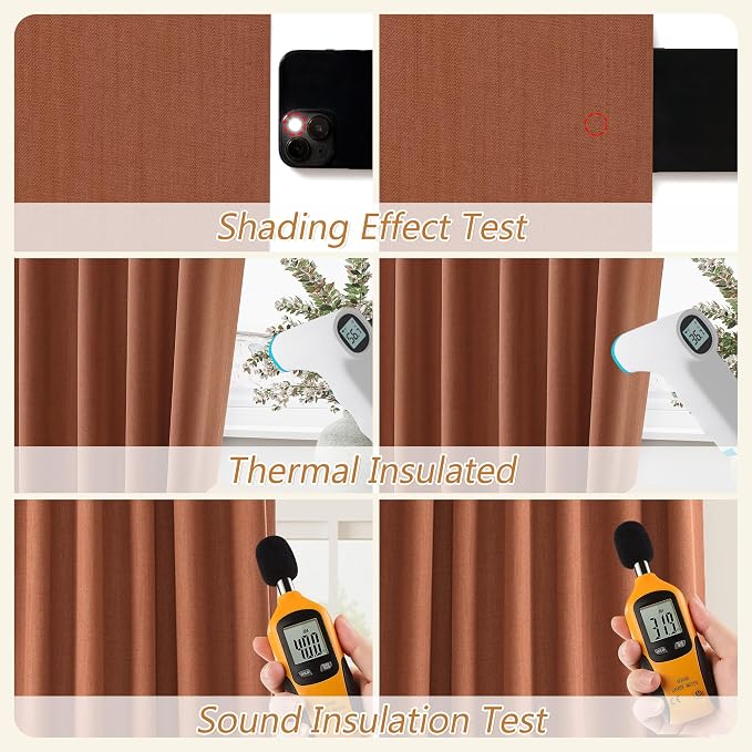 Guken Terracotta 100% Blackout Curtains 84 Inch Length 2 Panels Set Fall - Image 5