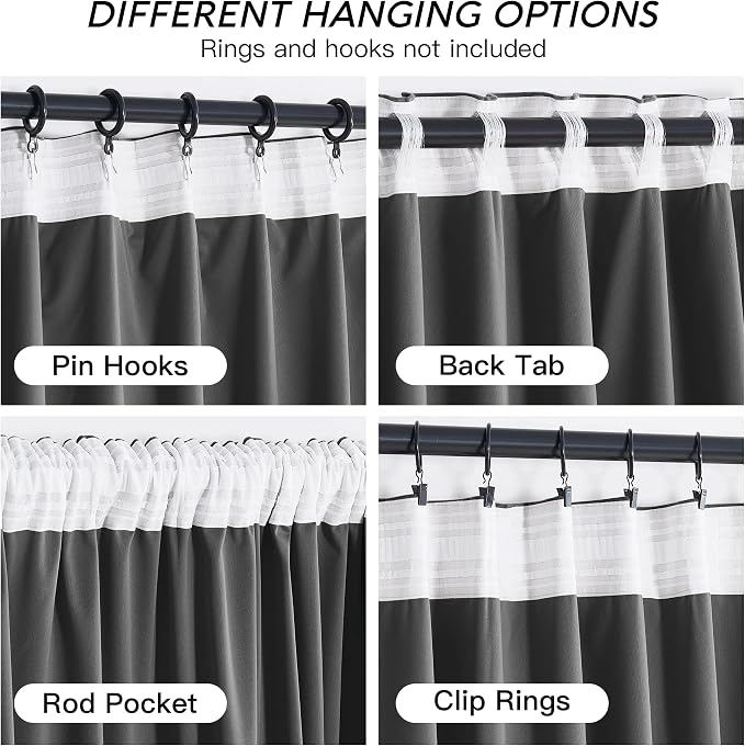 RYB HOME Grey Velvet Curtains 102 inches - Image 4