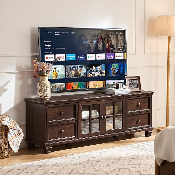 SAVOR LIFE Farmhouse TV Stands for Living Room, Wood TV Console - Image 6