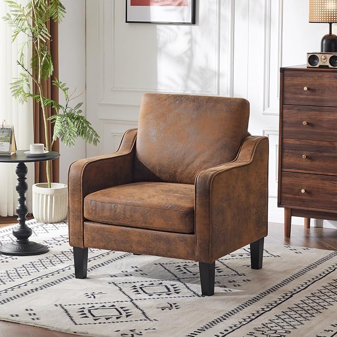 VINGLI Accent Chairs Set of 2 Living Room Chairs Rustic Reading Chair - Image 8