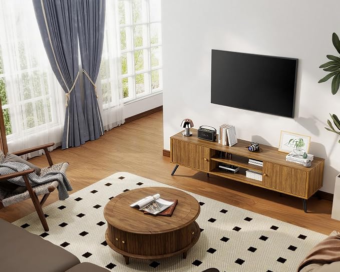COMHOMA TV Stand for Living Room, Mid Century Modern Entertainment Center for - Image 8