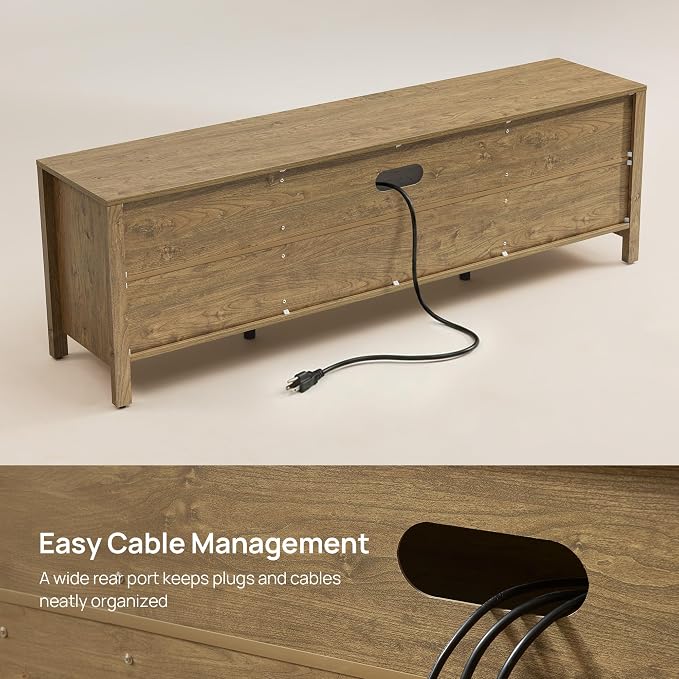 SICOTAS Rattan TV Stand for Living Room, Large Entertainment Center - Image 6