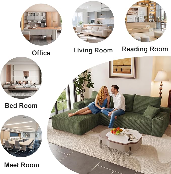 95" Cloud Sectional Couch with L-Shape Chaise, Modular Comfy Sofa Chaise Longue - Image 7