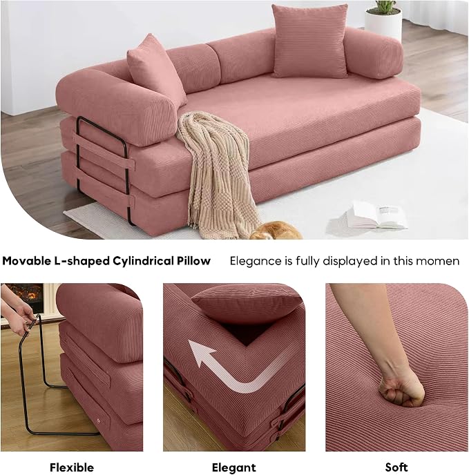 ZEIINPA 78.5 Inch Convertible Sleeper Sofa Bed, 5 in-1 Boneless Floor Couch Bed - Image 6