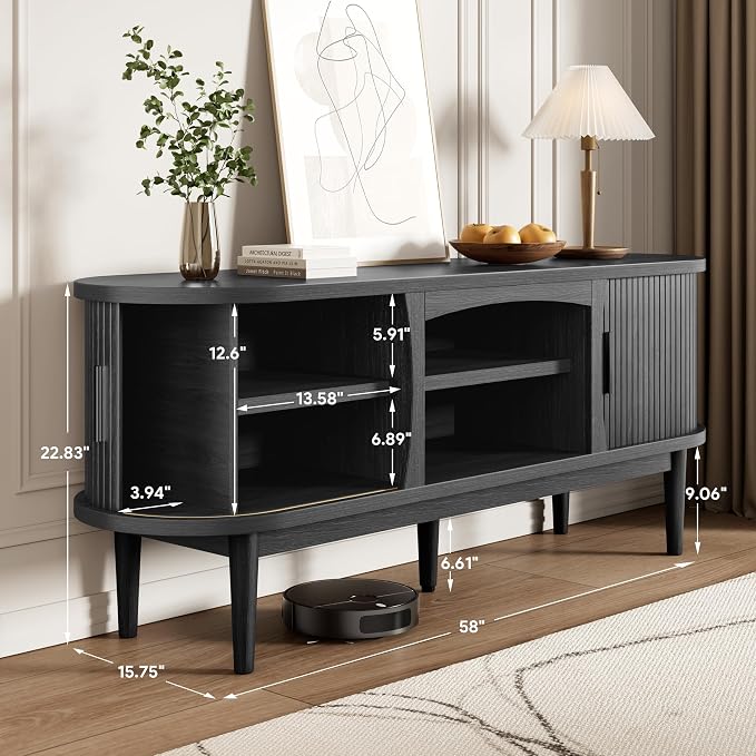 Decofy Mid Century TV Stand for TVs up to 65 Inches, Entertainment Center - Image 2