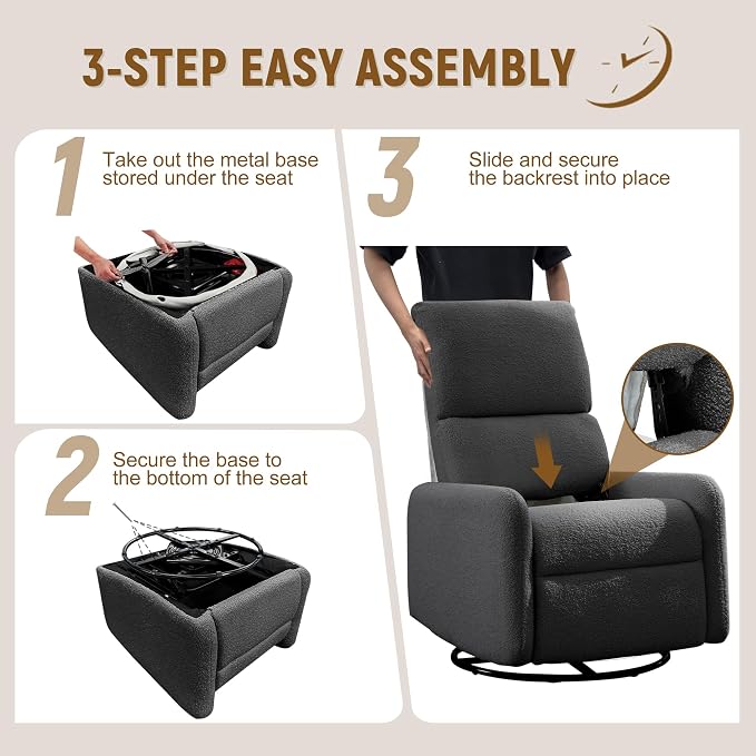 Korser 360° Rocking Chair, Nursery Rocker Chair - Image 6