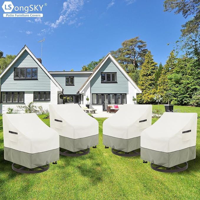Patio Swivel Chair Cover 4 Pack, Waterproof Heavy Duty Outdoor Chair Covers - Image 5
