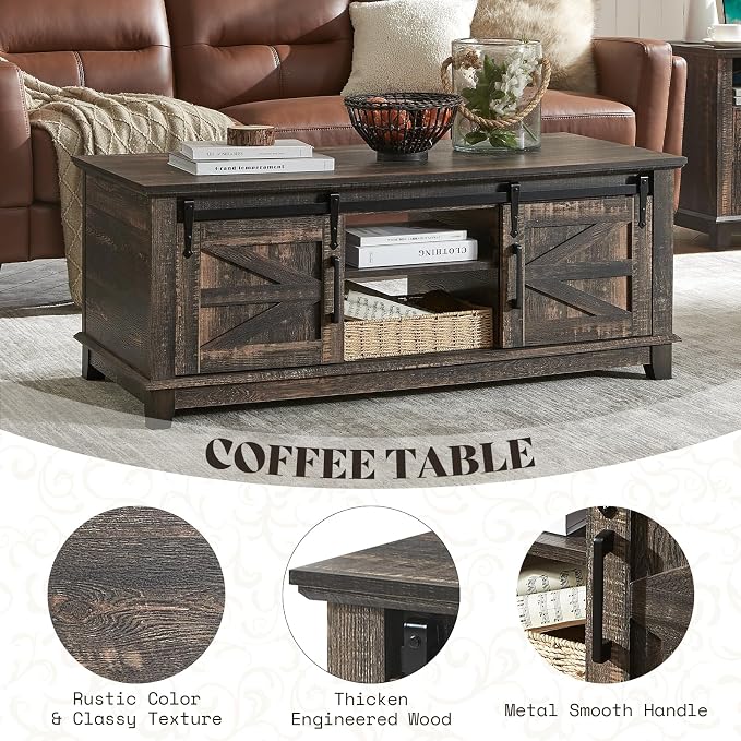 AMERLIFE Farmhouse 4-Piece Living Room Set, Entryway Console - Image 7