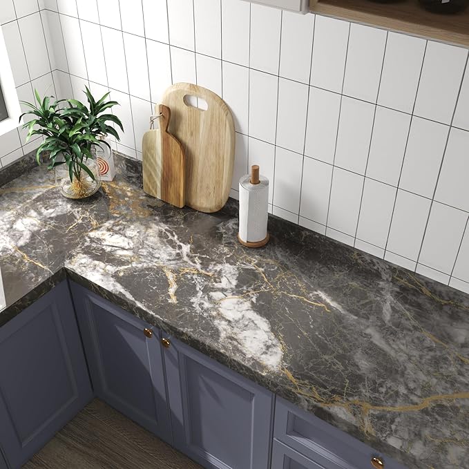 BAYYA Countertop Covers Peel and Stick Wallpaper Glossy Marble Contact Paper - Image 2