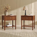 AMERLIFE 24" Wooden Nightstand Set of 2, Vintage Bedside Table by AMERLIFE