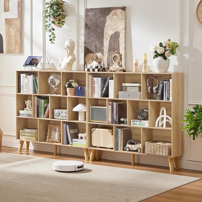 LEYAOYAO 10 Cube Bookshelf, 3 Tier Modern Wide Bookcase - Image 9