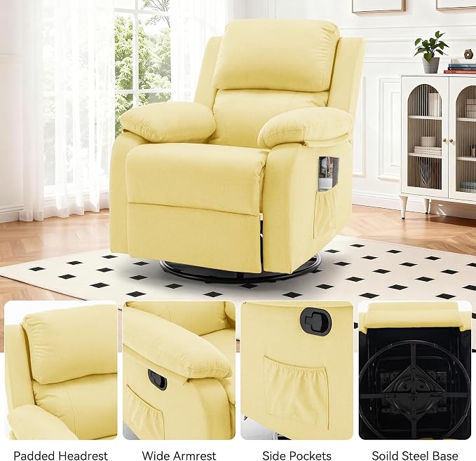 Korser Recliner Chair, 360 Swivel Rocker Chair - Image 6