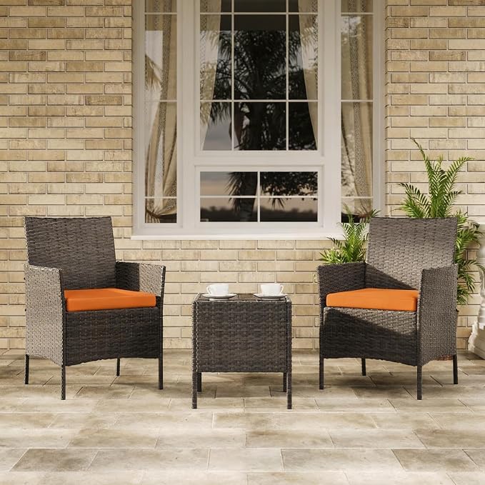 3-Piece Outdoor Furniture Set, PE Rattan Wicker Chairs - Image 7
