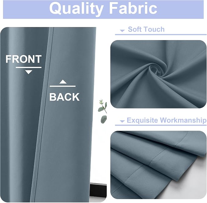 Simplebrand Ava Stone Blue Blackout Curtains - Image 3