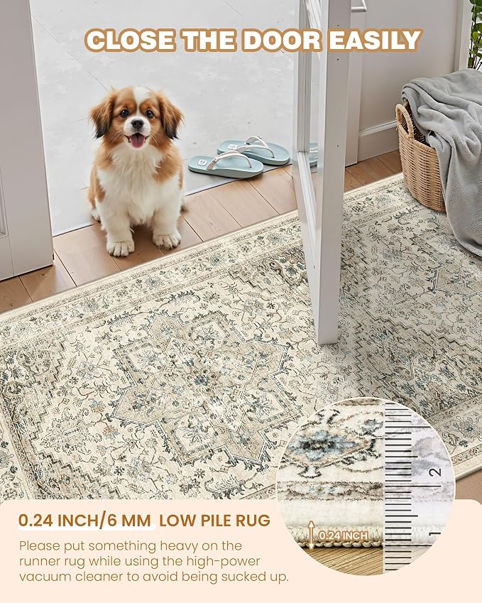 Kitchen Runner Rug Non Slip Washable 2.5x8, Soft Low Pile Entryway Rug Runners - Image 6