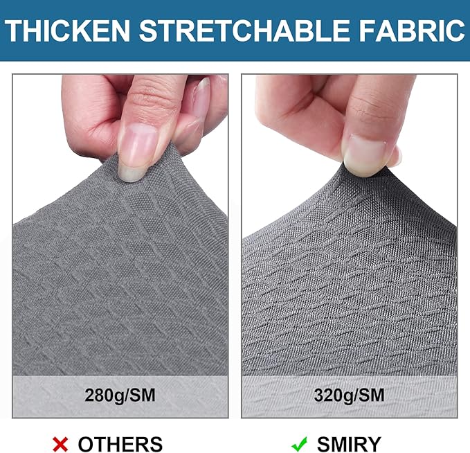 Smiry Waterproof Seat Covers for Dining Room Chairs Set of 4, Stretch Jacquard - Image 4