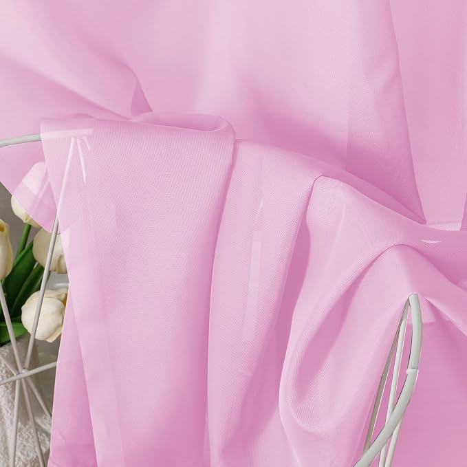 Aiyufeng Light Pink Sheer Curtains 63 Inch Length 2 Panels Set, Semi - Image 8