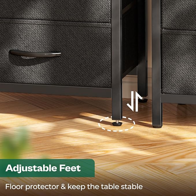Huuger Nightstand with Charging Station, Side Table with 2 Fabric Drawers - Image 8